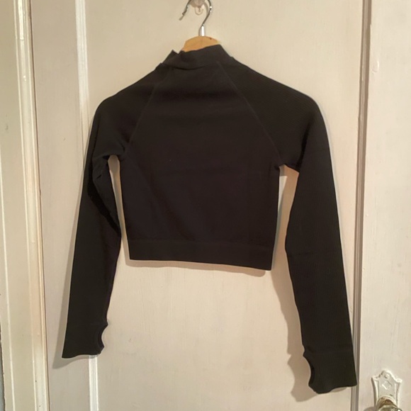 ASOS 4505 Black Athletic Quarter-Zip Mock Neck Ribbed Jacket Size XS - Picture 8 of 15